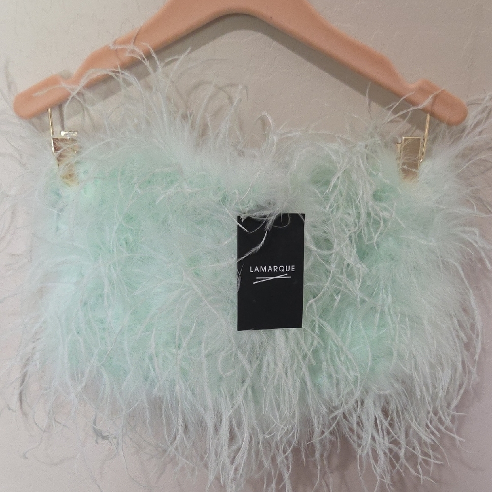 Lamarque Mint Feathered Crop Top